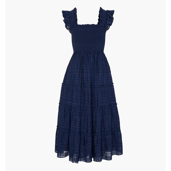 Hill House Home The Ellie Nap Dress - S - Navy Sheer Plaid - Picture 1 of 5